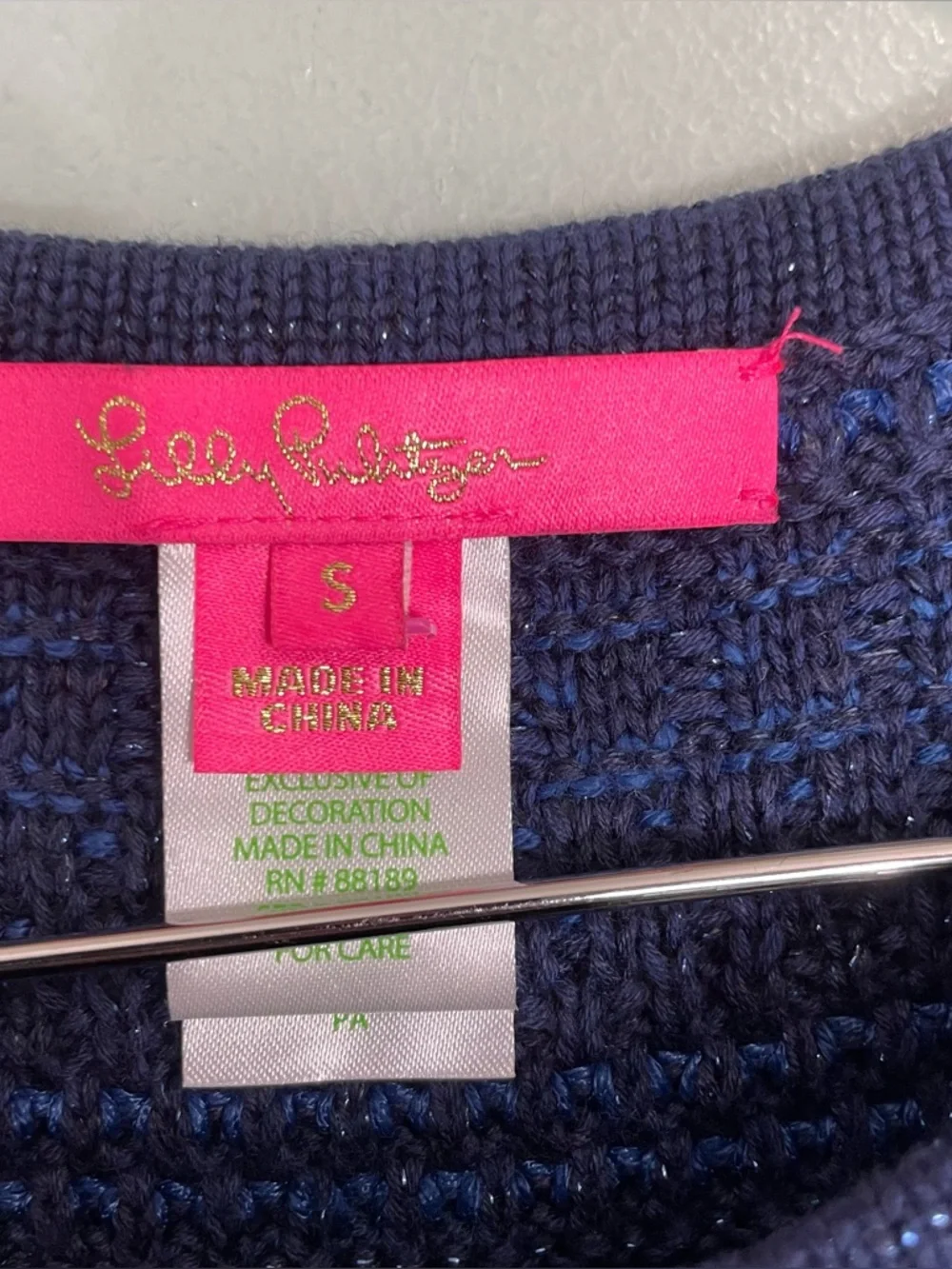 Lilly‎ Pulitzer Beckington Mini Sweater Dress Tweed Navy Blue Women Small
